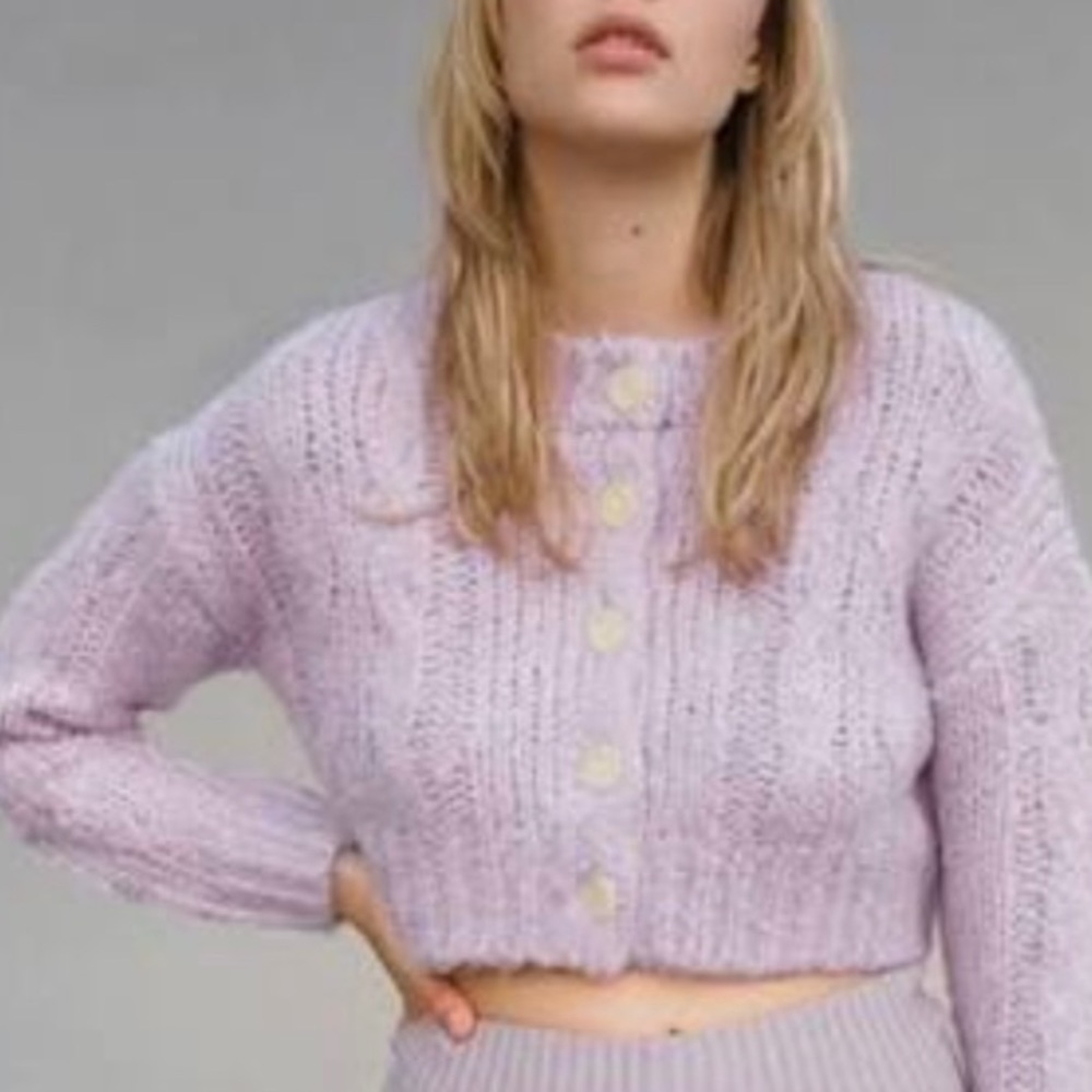 Urban Outfitters Cropped Lavender Sweater Cardigan